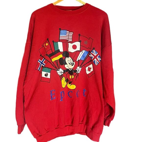 Disney Vintage Epcot Micky Flags Red Sz4X - Picture 1 of 8